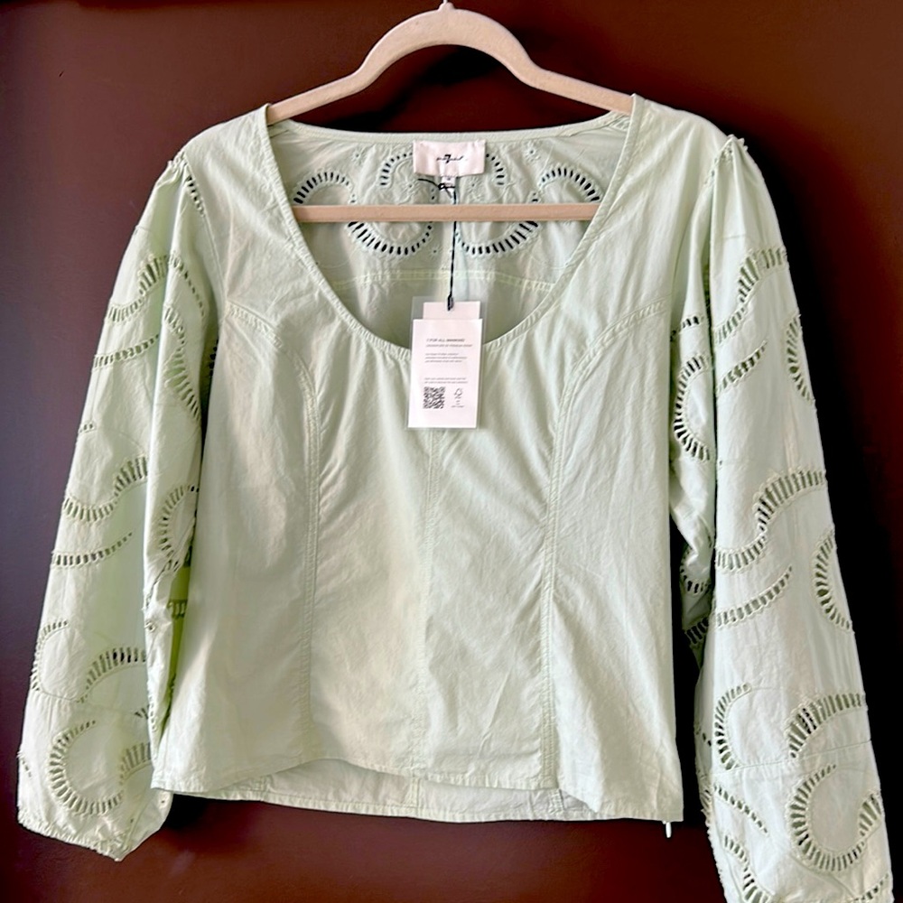 7 For All Mankind Mint  Top Crescent Moon Cutouts